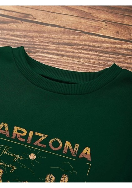 Unisex Yeşil Arızona Baskılı Oversize Sweatshirt fiyatları