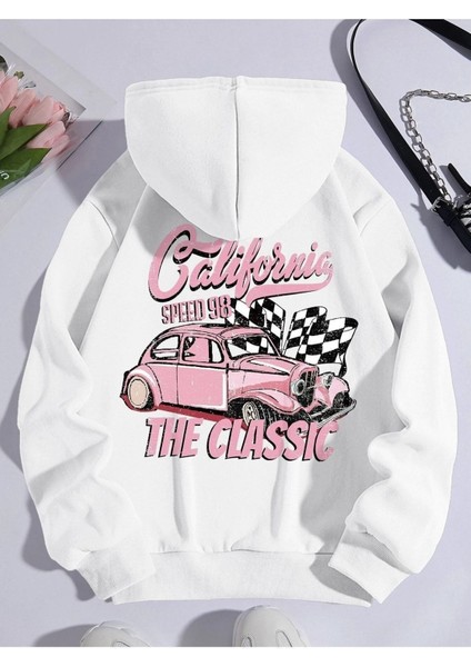 California The Classıc Baskılı Ünisex Kapüşonlu Oversize Sweatshirt