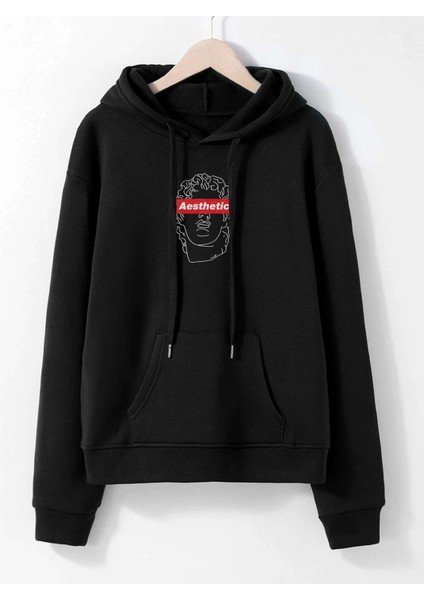 Austetic Baskılı Oversize Kapüşonlu Sweatshirt