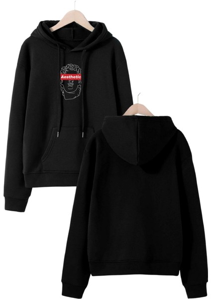 Austetic Baskılı Oversize Kapüşonlu Sweatshirt