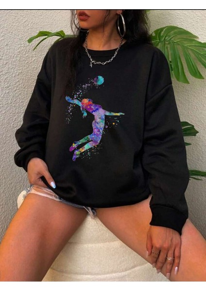 Milli Voleybol Takımı Vargas Filenin Sultanları Bisiklet Yaka Siyah Ünisex Oversize Sweatshirt