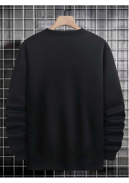 Wake Baskılı Siyah Bisiklet Yaka Ünisex Oversize Sweatshirt fiyatları