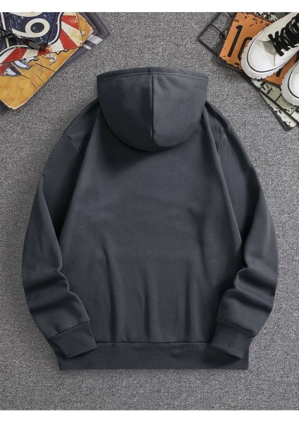 Unisex Kurt Baskılı Oversize Kapüşonlu Sweatshirt