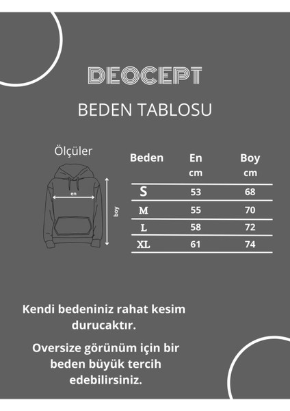 Unisex Kurt Baskılı Oversize Kapüşonlu Sweatshirt