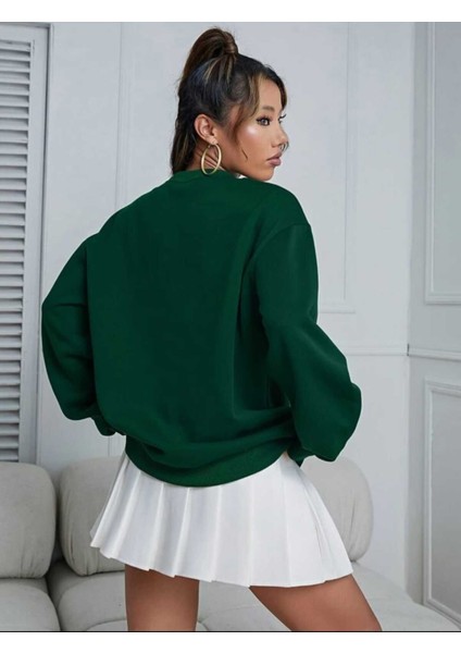 Kedi Dostu Baskılı Bisiklet Yaka Ünisex Oversize Sweatshirt fırsatları