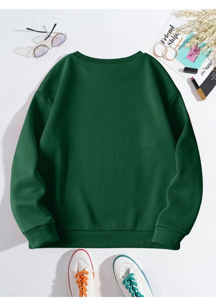 Akrep Baskılı Yeşil Bisiklet Yaka Kadın Sweatshirt fiyatları