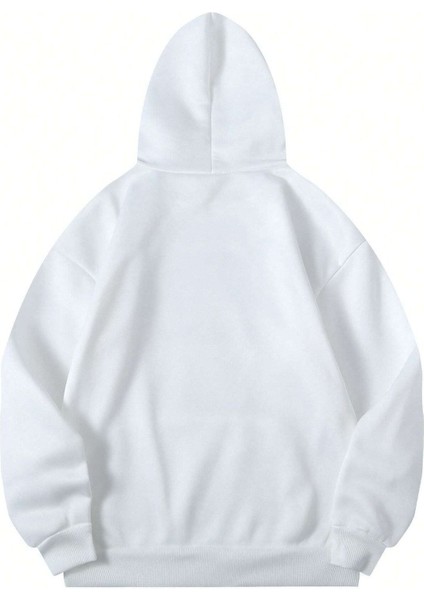 90's Baby. Baskılı Ünisex Beyaz Kapüşonlu Oversize Sweatshirt modelleri