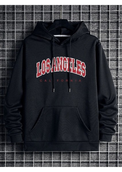 Los Angeles California Baskılı Ünisex Kapüşonlu Oversize Sweatshirt