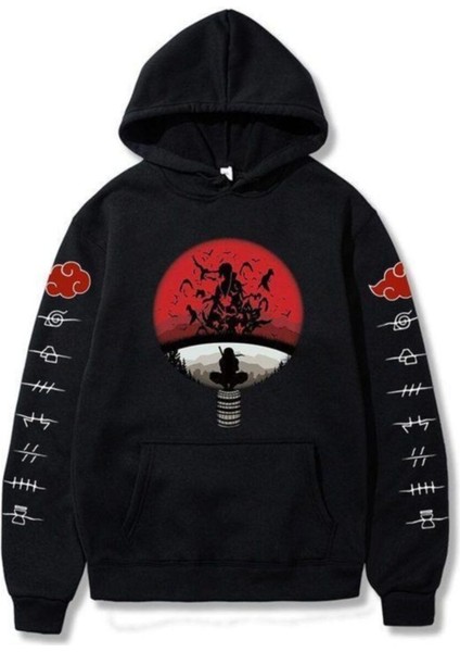 Naruto Anime Kolları Baskılı Unisex Oversize Kapüşonlu Sweatshirt