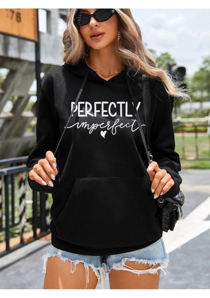 Perfectly Baskılı Ünisex Kapüşonlu Oversize Sweatshirt modelleri