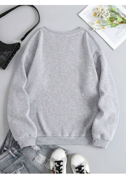 Unisex Çiçek Baskılı Bisiklet Yaka Sweatshirt fiyatları