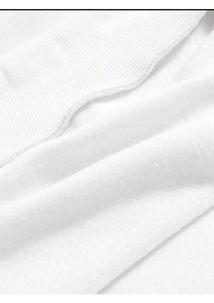 Yeni Yıl Temalı Bisiklet Yaka Beyaz Ünisex Oversize Sweatshirt fırsatları