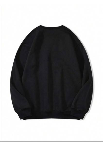 Noel Baba Baskıı Bisiklet Yaka Beyaz Ünisex Oversize Sweatshirt
