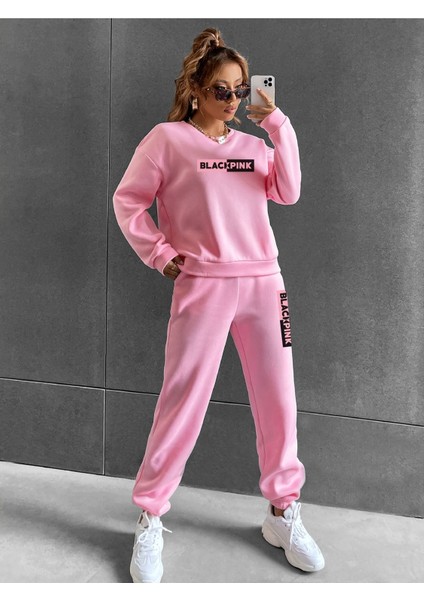 Siyah Black Pink Kapşonlu Sweatshirt Alt Üst Takım fiyatları