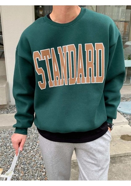 Standard Baskılı Bisiklet Yaka Oversize Sweatshirt modelleri