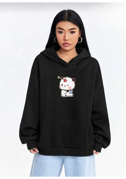 Sevgili Kombini Tasarım Baskılı Kapüşonlu Kanguru Cep Ünisex Oversize Sweatshirt fiyatları