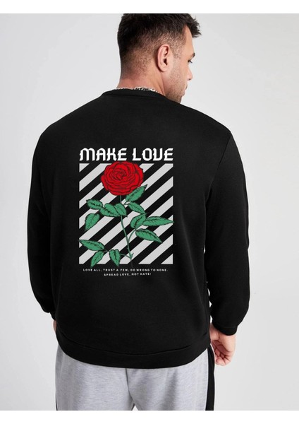 Unisex Make Love Baskılı Oversize Sweatshirt