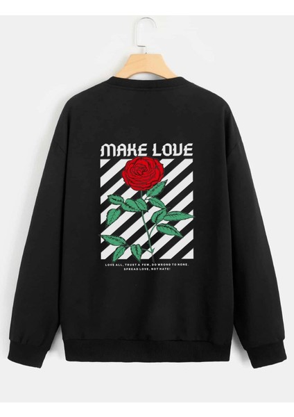 Unisex Make Love Baskılı Oversize Sweatshirt modelleri