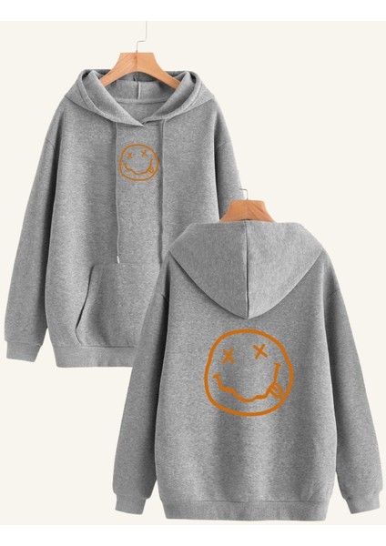 Unisex Nirvana Smile Baskılı Oversize Sweatshirt