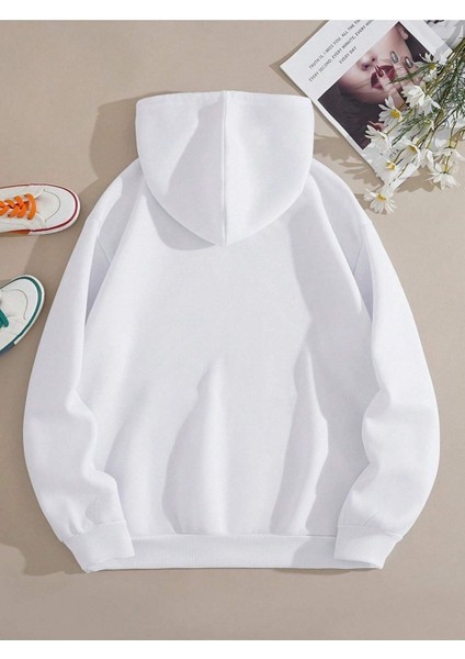 Levure Time Baskılı Ünisex Kapüşonlu Oversize Sweatshirt