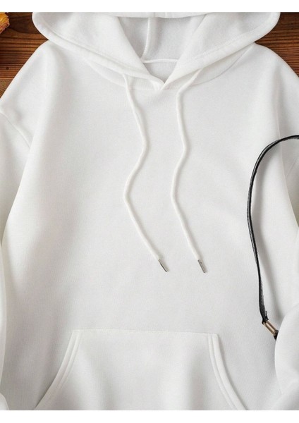 Düz Basic Ünisex Siyah Beyaz Gri Kapüşonlu Oversize Sweatshirt fiyatları