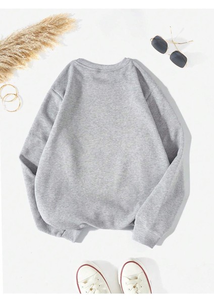 Unisex Yıldızlı Gece Baskılı Oversize Bisiklet Yaka Sweatshirt fiyatları