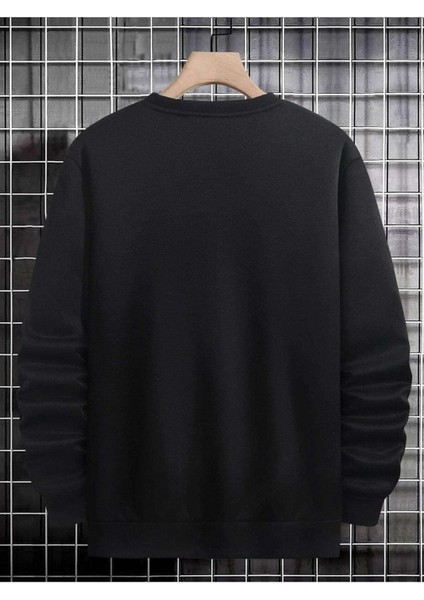 Los Angeles Baskılı Bisiklet Yaka Ünisex Siyah Oversize Sweatshirt modelleri