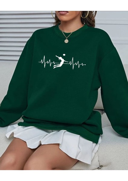 Milli Voleybol Takımı Vargas Filenin Sultanları Bisiklet Yaka Nefti Yeşil Ünisex Oversize Sweatshirt