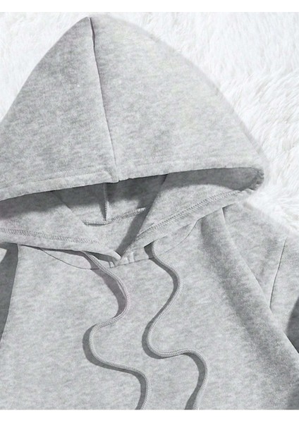 Düz Basic Ünisex Siyah Beyaz Gri Kapüşonlu Oversize Sweatshirt