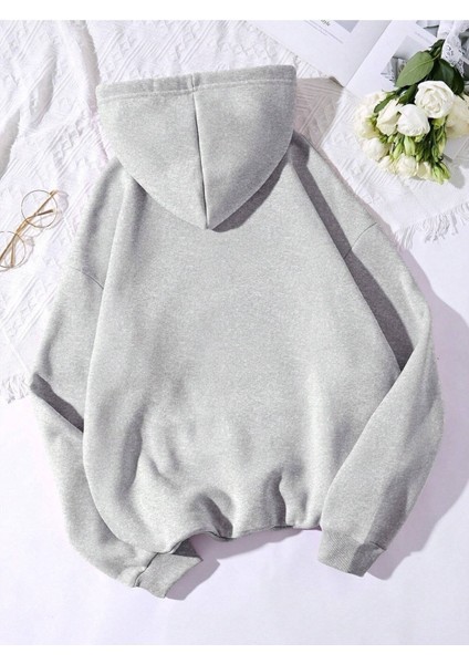 Düz Basic Ünisex Siyah Beyaz Gri Kapüşonlu Oversize Sweatshirt