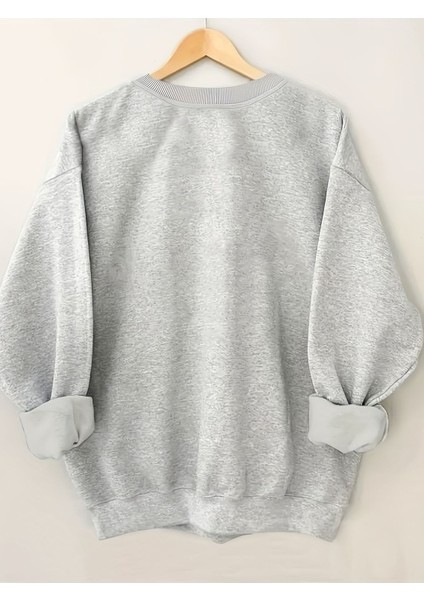 Cherry Baskılı Bisiklet Yaka Kadın Sweatshirt modelleri