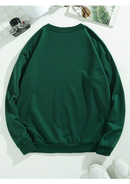 Jets Fly Bisiklet Yaka Ünisex Yeşil Oversize Sweatshirt fiyatları
