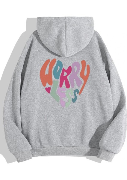 Worry Less Baskılı Oversize Sweatshirt