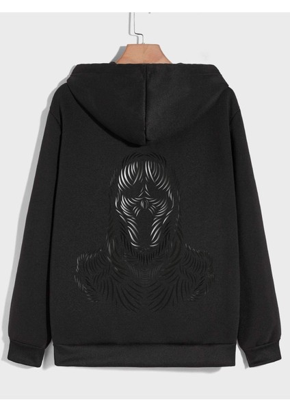 Unisex Scream Baskılı Oversize Kapüşonlu Sweatshirt