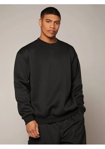 Brooklyn 1898 Bisiklet Yaka Ünisex Siyah Oversize Sweatshirt modelleri