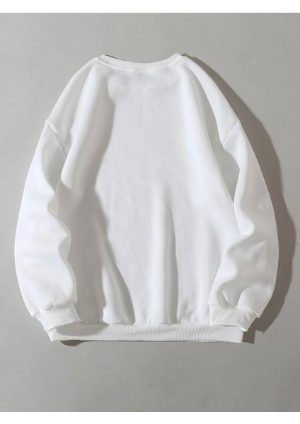 Kadın Beyaz Love Ayı Baskılı Oversize Sweatshirt fiyatları