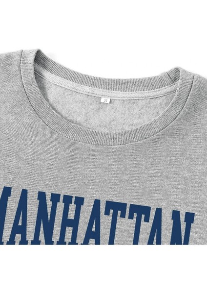 Manhattan Baskılı Bisiklet Yaka Ünisex Oversize Sweatshirt fiyatları