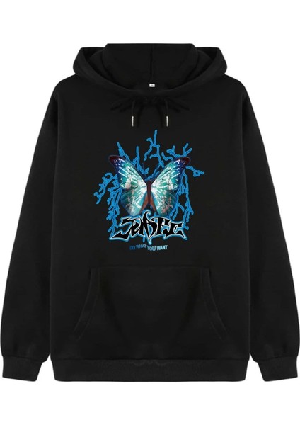 Kadın Sense Kelebek Baskılı Oversize Sweatshirt