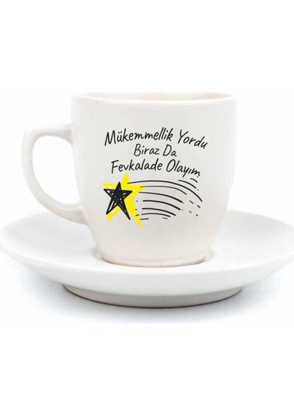 Çok Harikayımdır Mottolu 2 Kişilik 4 Parça Krem Türk Kahvesi Fincan Seti - Hediyelik Kahve Fincanı Seti fiyatları