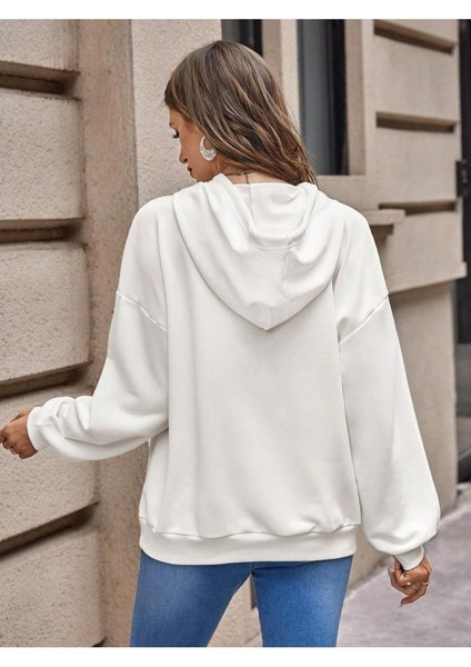 Love Is Wild Leo Baskılı Ünisex Beyaz Kapüşonlu Oversize Sweatshirt fiyatları