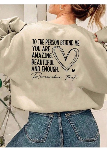 Unisex Sırt Kalp Baskılı Sweatshirt Bisiklet Yaka Oversize Sweatshirt modelleri