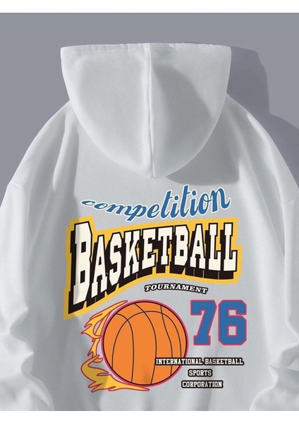 Basketball 76 Baskılı Ünisex Kapüşonlu Oversize Sweatshirt fiyatları