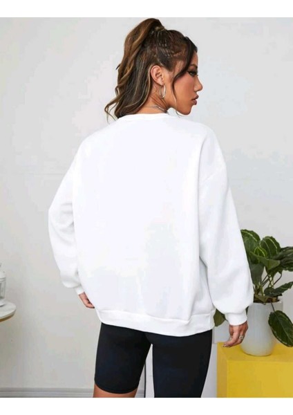 Ayıcık Baskılı Bisiklet Yaka Ünisex Siyah Oversize Sweatshirt fiyatları
