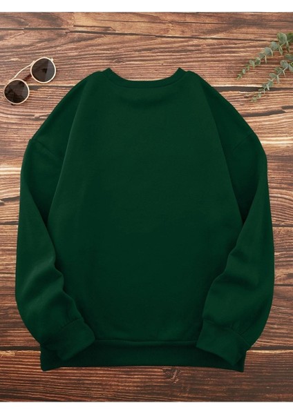 Unisex Yeşil Be Happy Baskılı Oversize Sweatshirt fiyatları