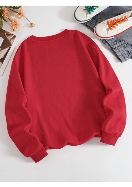 Wifey 2024 Evli Baskılı Bisiklet Yaka Kadın Oversize Sweatshirt modelleri