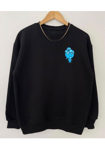 2'li Ateş ile Su Baskılı Sevgili Kombini Kapüşonlu Siyah Kanguru Cep Ünisex Oversize Sweatshirt modelleri