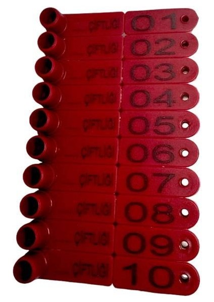600 Adet Kırmızı Renk Parmak Küpe (Fry Tag) Küçükbaş +Sokak Hayvanları Küpesi Pens Ucu