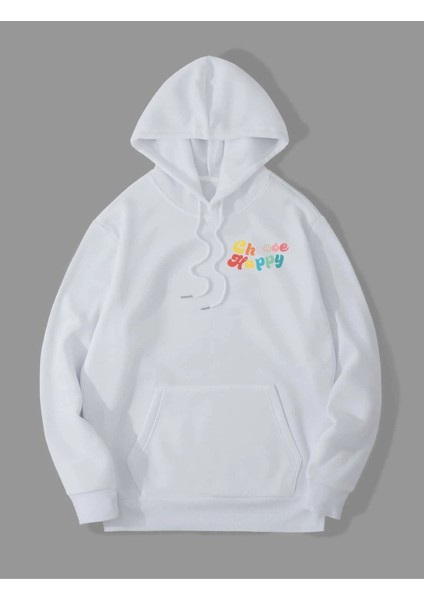 Choose Happy Baskılı Kapüşonlu Oversize Sweatshirt fiyatları