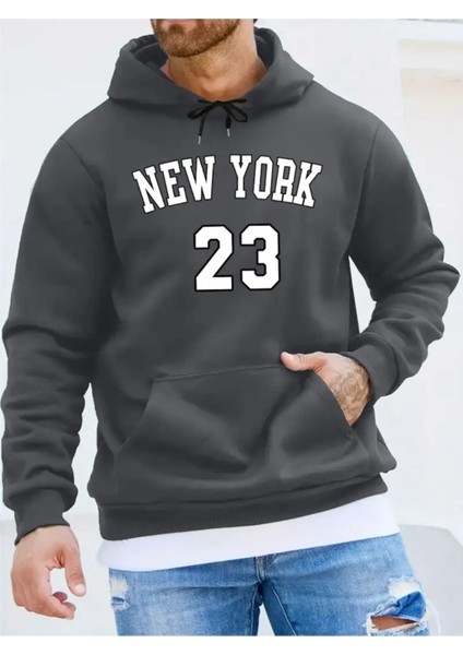 Erkek New York Kapüşonlu Oversize Swetshirt