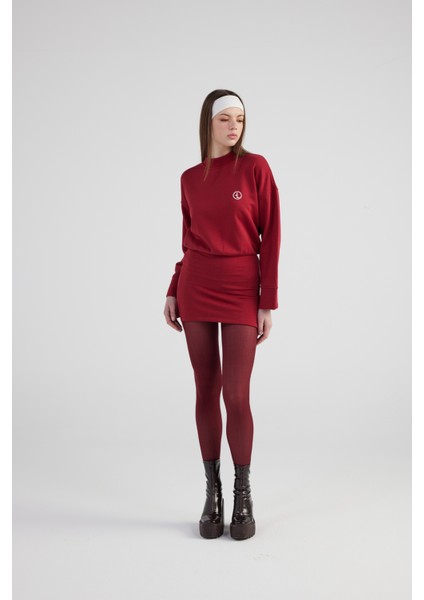 Yırtmaçlı Dokuma Kumaş Mini Claire Elbise Bordo fırsatları